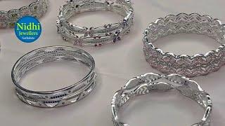 Simple Silver bangles designs 2025 । Silver stone bangles designs । new designers silver bangles