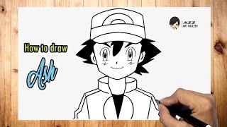 How to draw Ash Ketchum from Pokemon