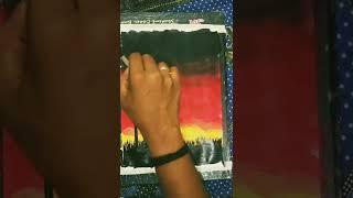 #shorts |Easy Sunset Painting For Beginners| scenery painting|Nature painting