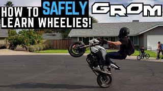 How To SAFELY Wheelie Your Honda Grom Motorcycle! Hit Balance Point! Tutorial, Tricks, Tips