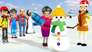 Scary Teacher 3D vs Squid Game: Help Miss T Make a Christmas Snowman Nice or Error 5 Times Challenge