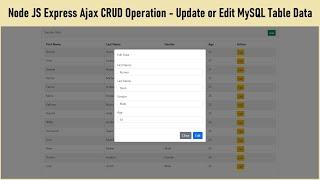 Node JS Express Ajax CRUD Operation - Update or Edit MySQL Table Data