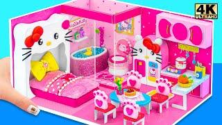 DIY Miniature House ️ Make Hello Kitty House with Cute Bed, Kitchen Set from Cardboard, Clay Polyme