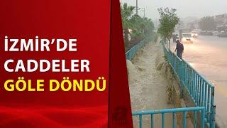 İzmir’de sağanak ve fırtına: Çatılar uçtu, ağaçlar devrildi | A Haber