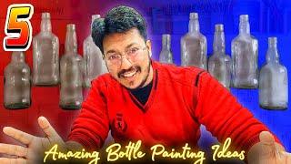 5 Amazing Glass Bottle Painting Ideas | Best Decoration Ideas For Beginners