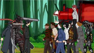 Choo Choo Charles vs Eren titan, Chainsawman, Katana man, Power, Makima, AKIGUN, Leatherface - DC2