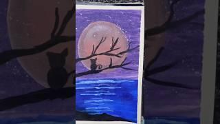 Moonlight ️ scenery painting easy II#viral#shorts#viralshorts#shortsvideo#easy#painting