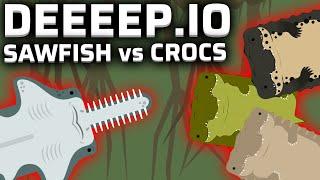 SAWFISH DEMOLISHES CROCS?!?!? | Deeeep.io sawfish montage