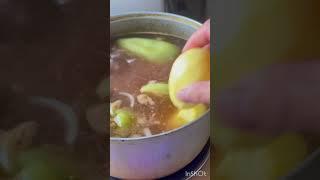 Traditional bone broth soup #shorts #asmr #food #meat #fat tail # bell pepper