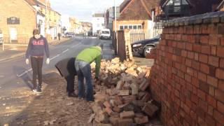 Collapsed wall in Windsor Street, Stratford-upon-Avon