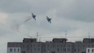 Su-27 fighter jets fly over Vinnytsia