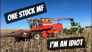 I Got My Combine Stuck! Harvesting Fail W/ My Massey Ferguson 860!