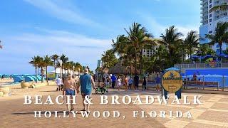 [4K] HOLLYWOOD BEACH & BROADWALK - Florida 4K relaxing Scenic Beach Walking Tour with Binaural 