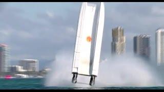 Team Dubai Flips their boat @ Gold Coast during the 2015 UIM XCAT World Series