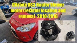 Citroen DS3 heater blower motor / resistor location and removal, 2010 2016