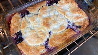 EASY DOUBLE CRUST BLUEBERRY COBBLER!! Quick Biscuit Crust Berry Cobbler!