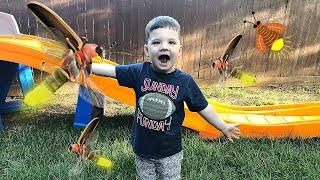 Caleb & Mommy Play Outside and Catch Lightning Bugs Fireflies!