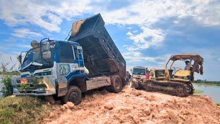 Dozer Rescue Video!! Awesome Bulldozer And Dumper Working in SKILL Heavy Equipment