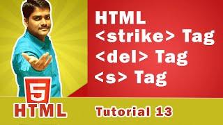 HTML strike Tag | HTML del Tag | HTML s Tag | HTML strike-through Text - HTML Tutorial 13