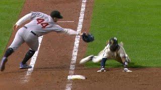 CHC@PIT: Harrison slides into first to avoid tag