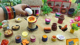 Easy Making Egg and Tomato Indian Style  How To Cook Miniature Indian Food | Mini Food Park