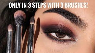 SUPER GLAM BROWN FELINE EYE IN 3 STEPS with 3 brushes FOR BEGINNERS | Foxy eye makeup