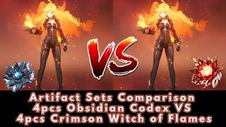 Mavuika Artifact Comparison: 4pcs Obsidian Codex VS Crimson Witch of Flames Which is better?