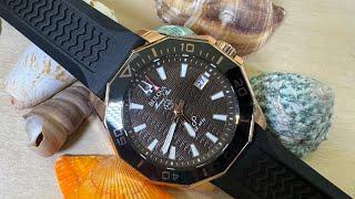 Bulova Marine Star 262kHZ Brown Textured Dial Rose Gold 98B421