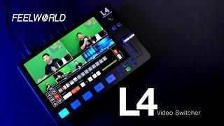 FEELWORLD L4 10.1 Inch Multi Camera Video Switcher 4 HDMI in and 1 SDI in for Live Streaming