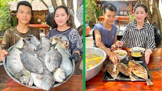 Yummy Cooking 10kg of ocean fish - Village food - Cooking skill - Sros yummy cooking vlogs