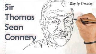 Drawing Sean Connery || The Legend Actor in the World || One Line Drawing