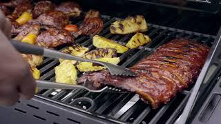 Megamaster 5 Burner Propane Gas Grill with Condiment Rack: Features