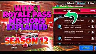 PUBGM Season 12 Week 1 Mission Explained | PUBG Mobile RP Mission Full Explain Royal Pass