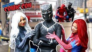 BLACK PANTHER VS SPIDER MAN VS New York Comic Con 2017 Ft. DEADPOOL