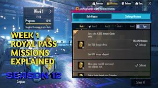 SEASON 12 WEEK 1 ROYAL PASS ALL MISSION EXPLAINED #PUBGMOBILE