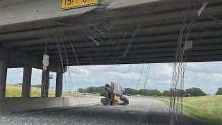 TxDOT assessing damage after construction vehicle hits overpass in Bastrop County