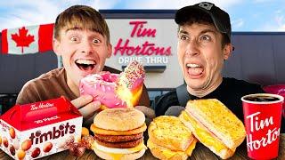 Two Brits try Tim Horton's Breakfast for the first time!!