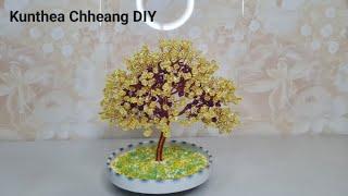 #tutorial 8mm Yellow Purple Wire Tree Beads #diy