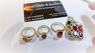 Designer silver Navaratna Pendants. Latest Collection of jewelry at ameer gems.