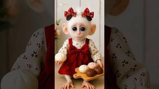 Cute Baby MonkeyWatching the way he eats is just so adorable! #monkey #monkeyadorable #cute #shorts