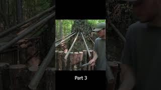 A cozy log cabin for survival under an upturned root. Bushcraft dugout PART 3