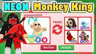 TRADING NEON MONKEY KING  IN 2023 ADOPT ME! ROBLOX