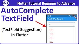 #22 AutoComplete TextField in #flutter || Flutter Beginners to Advance Course || Code Flipper