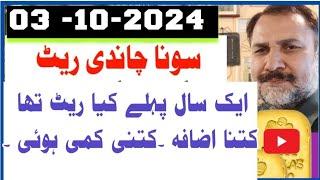 Today gold rate in pakistan || 3 October 2024 gold price || silver price | Dollar rate | Dhaniaal tv