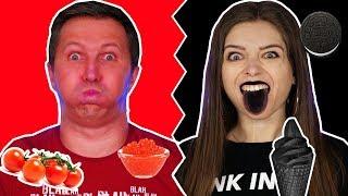 24 часа едим только черную и красную еду! Челлендж  Эльфинка