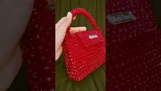 Red crystal beaded bag ️ #crystal #handmade #mahi store#trending  #youtubeshorts