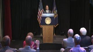 Governor Cuomo Makes an Announcement at the Strand Center Theatre in Plattsburgh