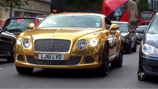 Supercars in London (Part 17) - GOLD Bentley, 430 Scuderia, Aventadors & More!