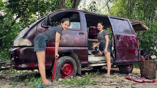 Genius girl repairs and maintains cars for her neighbor.