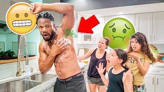Taking A SHOWER In The Kitchen Sink To See My FAMILY Reaction